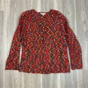 PBJ Sport Multicolor Chunky Knit‎ Cardigan with Oversized Buttons - Medium
